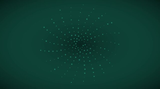 Abstract green spiral motion animation 4k background, with glowing particles, and rotating digital dots