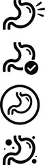 Fototapeta premium Set of Four Black Outline Icons Representing Stomach Health and Conditions stomach icon