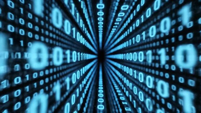 Digital tunnel of binary code streaming.