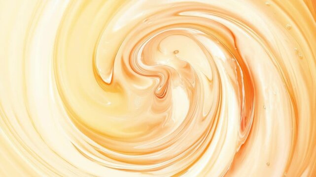 Smooth caramel and vanilla cream swirl with glossy rich texture, indulgent dessert, sweet abstract food, creamy delight, decadent flavor.