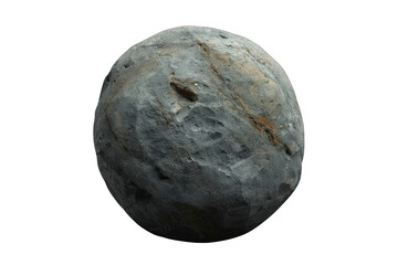 Fototapeta premium Rough textured rock, asteroid or moon planetoid, gray spherical celestial body, isolated on transparent background