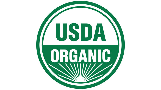 Official green USDA organic circular certification seal showing bold white text on a clean background