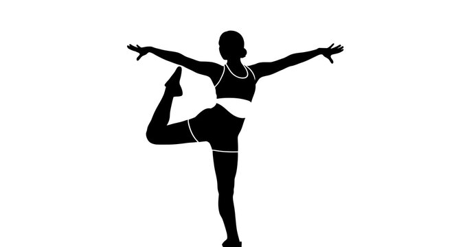 Female Dancer In Pose Silhouette Against White Background