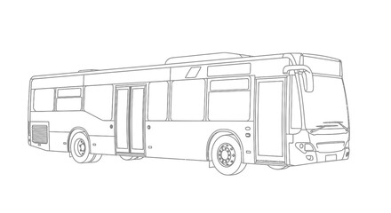 City bus outline drawing black and white line art silhouette © MSTSALINA