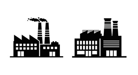 Obraz premium Factory Buildings With Chimneys Black Silhouette industrial