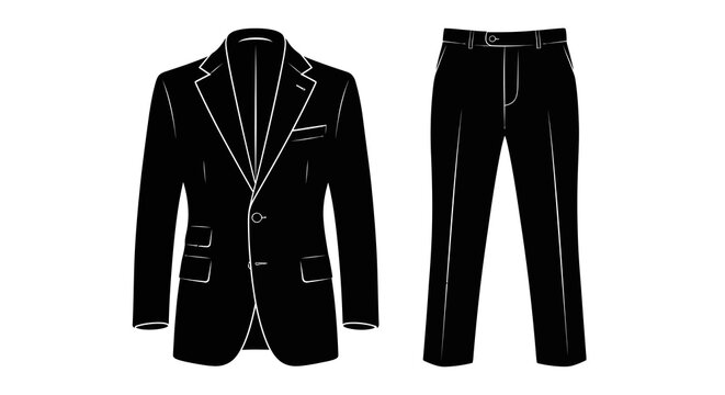 Suit jacket and trousers black and white silhouette