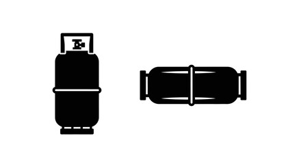 Propane tank silhouettes in upright and horizontal orientations © MSTSALINA