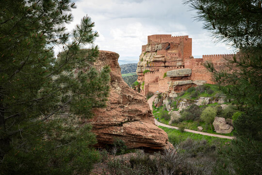 view of the medieval castle of Peracense, comarca of Jiloca, province of Teruel, Aragon, Spain