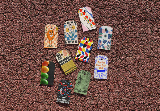 Mockup of Brown Hang Tags on Texture