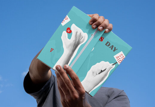 Mockup of a Book Above Sky