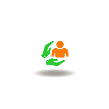 Vector illustration of hands caring person.Symbol of reasonable accommodation.