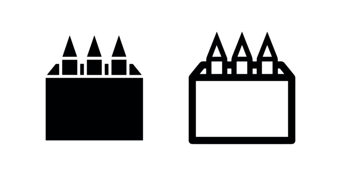 Crayon box and pencil icons