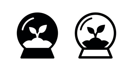 Plant sprout in a glass dome icon. Growth, ecology, and environment symbol. © liubomir118809