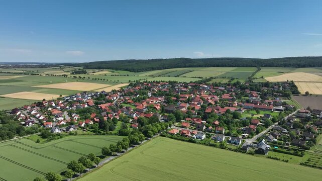 Drone footage of Bornum - K&ouml;nigslutter am Elm, District of Helmstedt, Lower Saxony, Germany