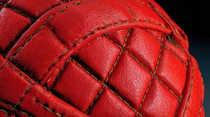 Fototapeta premium Red quilted leather with diamond stitching.