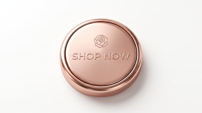 Rose gold shop now button with embossed rose logo