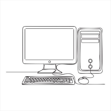 Minimalist desktop computer setup with monitor, cpu tower, keyboard, and mouse