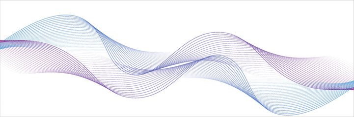 Fototapeta premium Abstract blue purple gradient flowing wave lines on white background. Modern colorful wavy lines pattern design element. Suit for poster, website, banner, presentation, cover, brochure, flyer, header