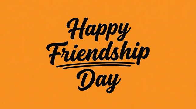 Happy friendship day typography orange background greeting for social media