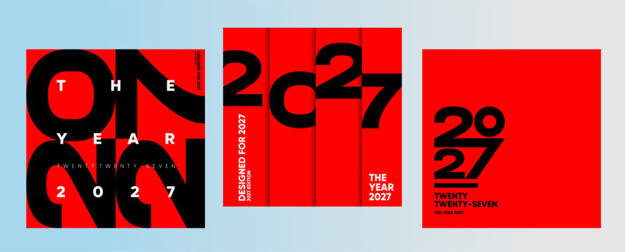 Bold and modern graphic design featuring the year 2027 in striking red and black typography. Perfect for futuristic themes and contemporary design projects.