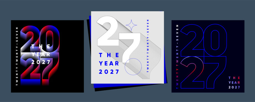 Modern graphic design featuring the year 2027 in bold, stylized typography. The illustration uses a combination of gradients and geometric shapes to create a futuristic look.