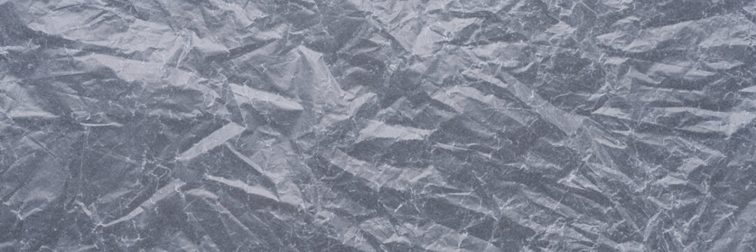 Crumpled plastic texture banner for grunge overlay effect