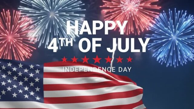 Happy 4th of july independence day celebration background with american flag waving against a dark blue sky