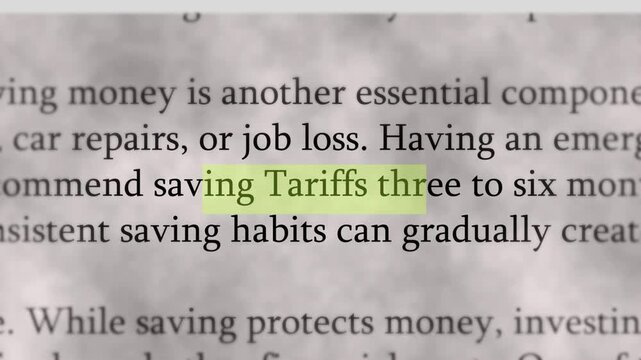 Tariffs Animated Text Background | Tariffs Highlight Motion Graphics | Economic Policy Document Zoom Effect | HD Stock Footage