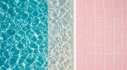 Fototapeta premium Serene swimming pool with calm water and pink tile border