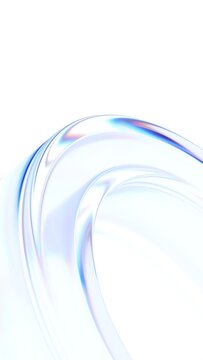 Abstract curved glass shape, vertical 3d render