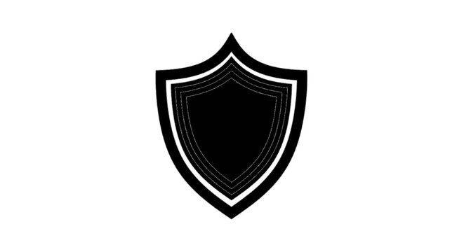 Minimal black silhouette icon, simple flat vector, bold black shape, no gradients, no shading black shield icon vector illustration on a, flat icon style