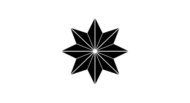 Minimal black silhouette icon, simple flat vector, bold black shape, no gradients, no shading black eightpointed star icon on a, flat icon style