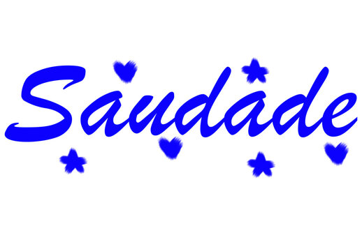 Saudade word blue doodle