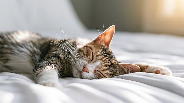 Sleeping cat resting in cozy home