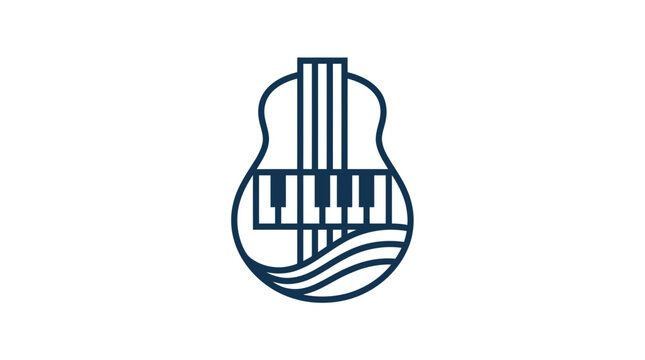 Guitar Piano Fusion Concept Logo - Music Harmony