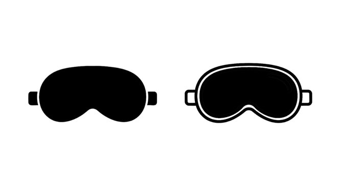 Minimal black silhouette icon, simple flat vector, bold black shape, no gradients, no shading set of sleep masks icons, eye mask for sleeping, vector illustration on a, flat icon style