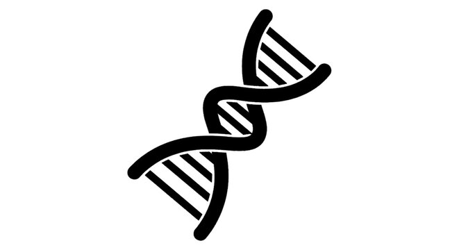 Minimal black silhouette icon, simple flat vector, bold black shape, no gradients, no shading dna double helix icon on a, flat icon style