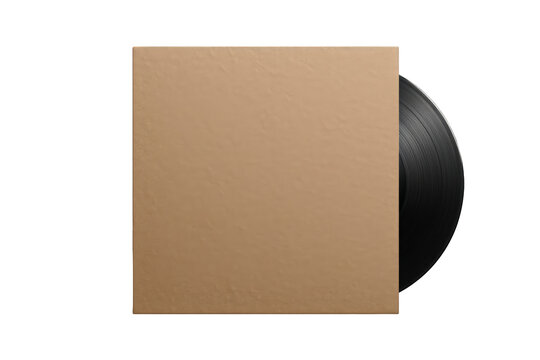 Blank vinyl record album cover mock-up showing black lp, ready for design customization on transparent background