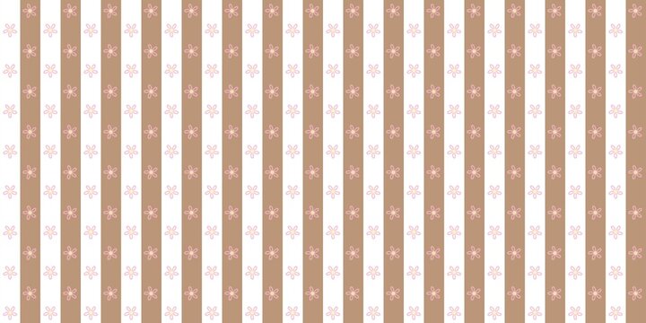 A seamless rustic brown and white vertical pinstripe line lattice with small flowers is fine for cosy autumn country cafe menu layouts.