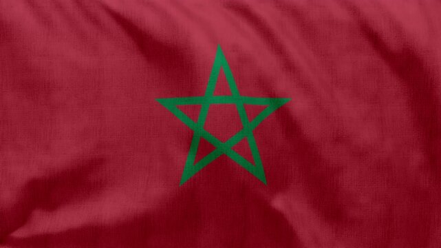 Morocco Flag Waving in Wind, Seamless Loop Animation