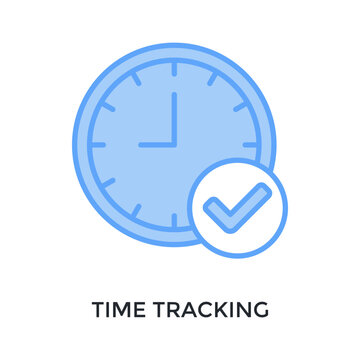 Time Tracking Icon Lineal Blue Style. Vector Illustration For Graphic Design