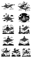 Obraz premium Magical Flying Carpets: Arabian Nights & Fantasy Journeys