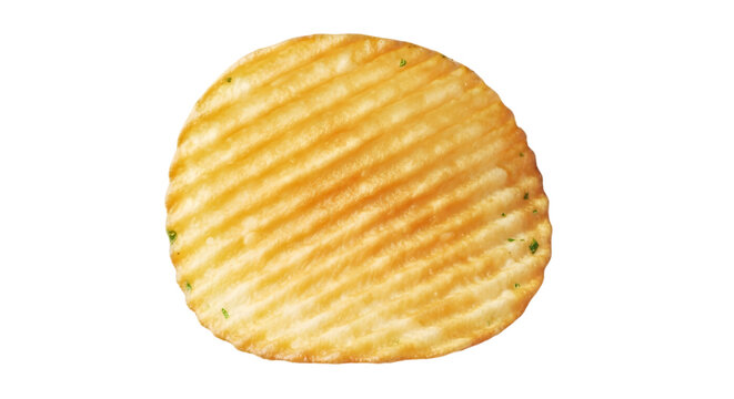 Ruffled potato chip isolated on transparent background