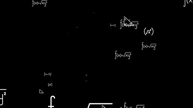 Math Formula Particle Camera Zoom Animation. Floating Equations Science Background 4K.