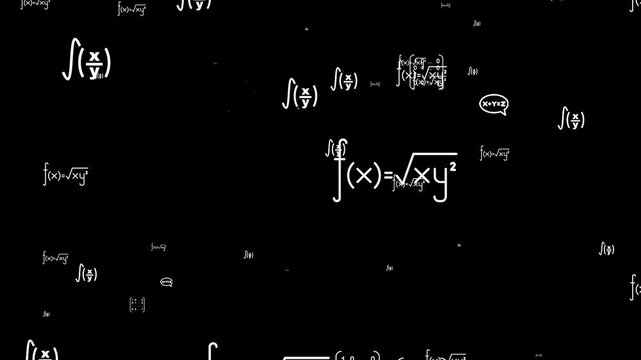 Math Formula Particle Camera Zoom Animation. Floating Equations Science Background 4K.