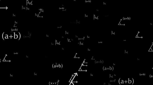 Math Formula Particle Camera Zoom Animation. Floating Equations Science Background 4K.