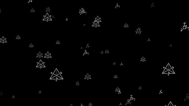 Math Formula Particle Camera Zoom Animation. Floating Equations Science Background 4K.