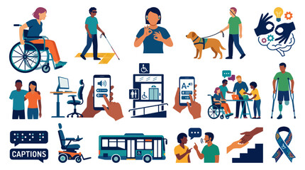 Fototapeta premium Diverse People with Disabilities Accessing Technology and Services