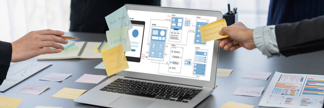 UX UI design process for brisk mobile application and website . Creative prototype of wireframe for professional app developer .