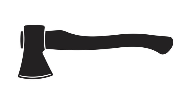 Black Silhouette of an Axe on a White Background